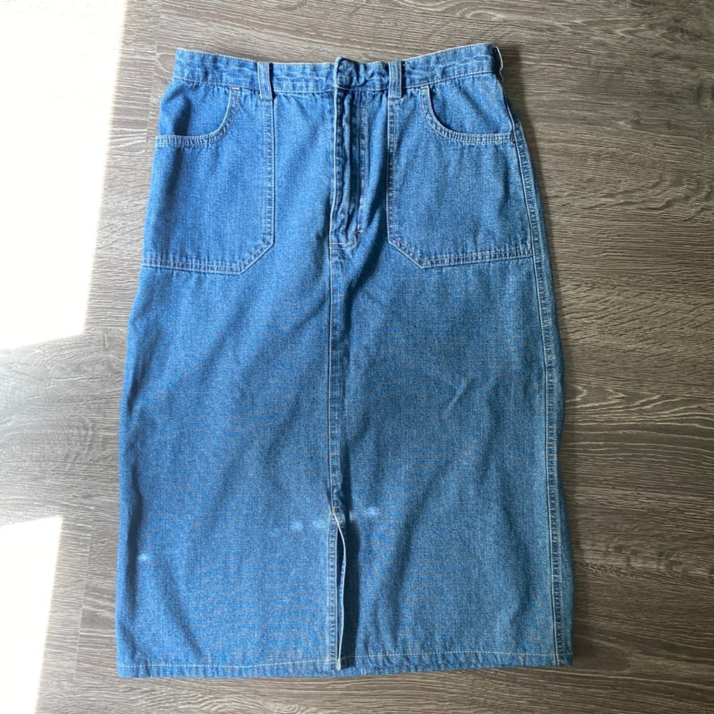 Vintage Gloria Vanderbilt Denim Midi Skirt - See Measurements